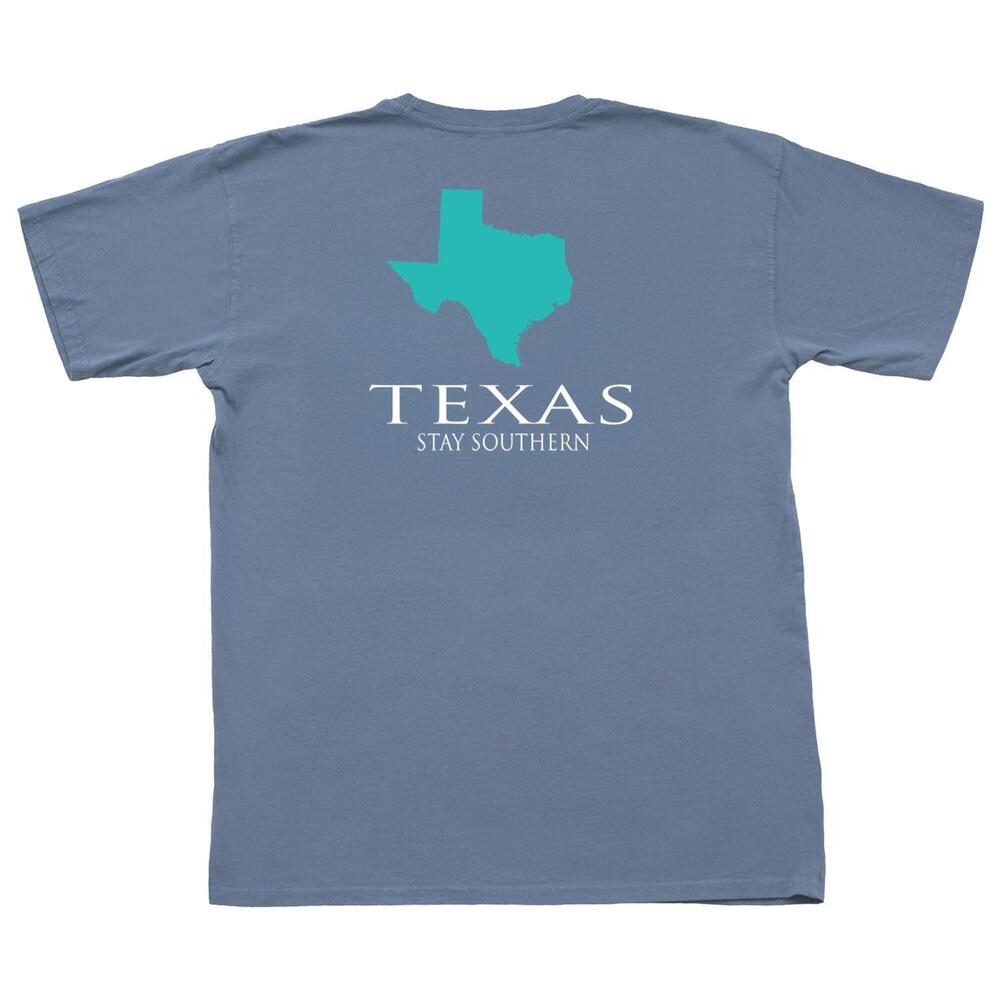 NEW THE STATE COMPANY unisex texas, stay southern short sleeve shirt in denim
